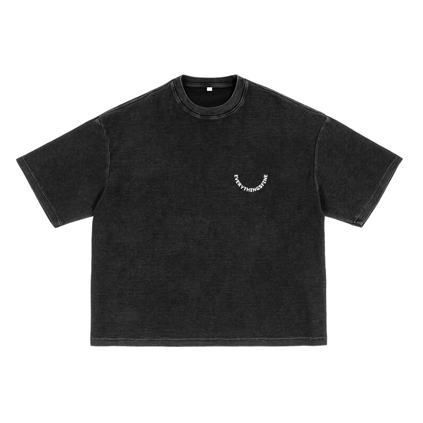 Waffle-Texture Washed Boxy T-Shirt