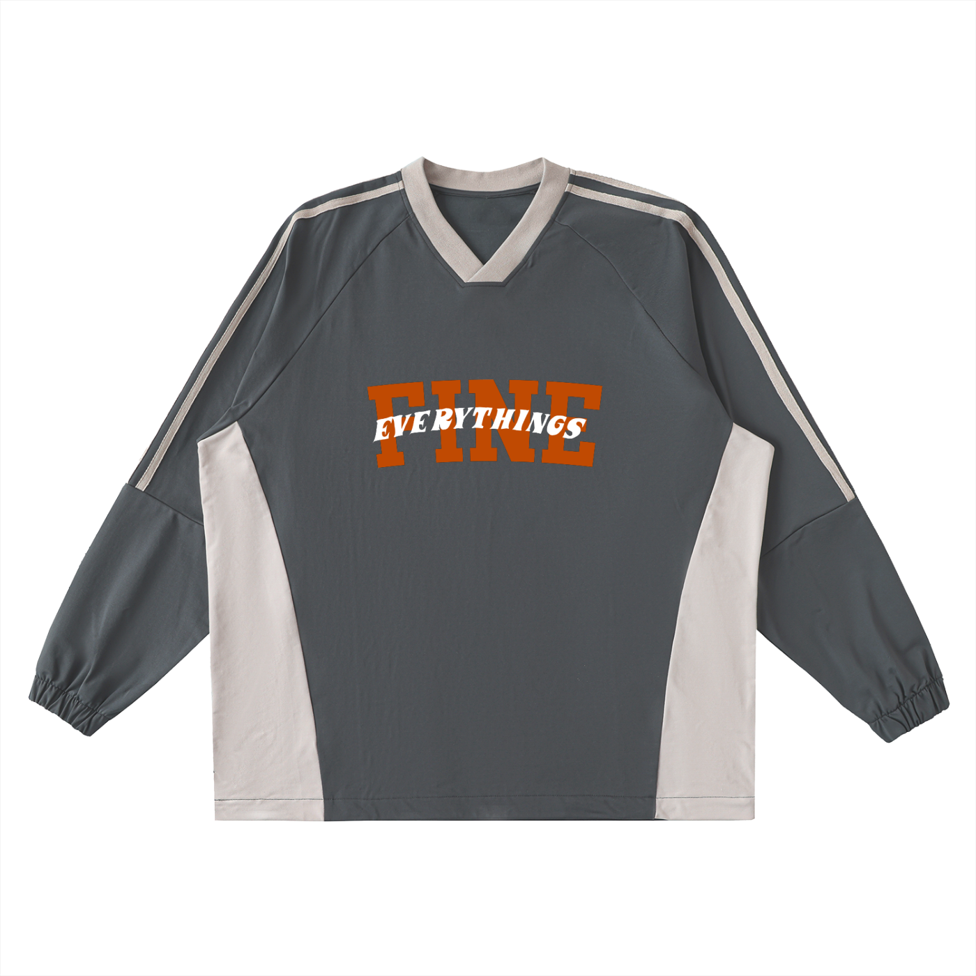 EverythingsFine Color-Block V-Neck Long-Sleeve T-Shirt