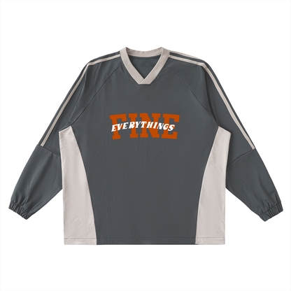 EverythingsFine Color-Block V-Neck Long-Sleeve T-Shirt