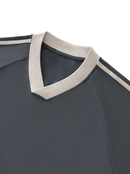 EverythingsFine Color-Block V-Neck Long-Sleeve T-Shirt