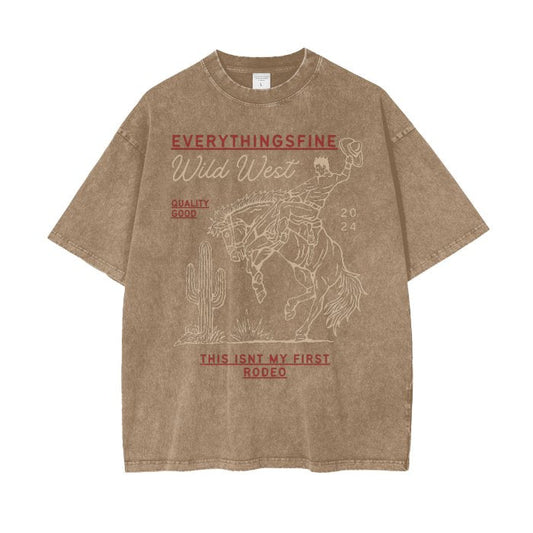 Rodeo! Acid Wash Oversize T-Shirt - Everything's Fine