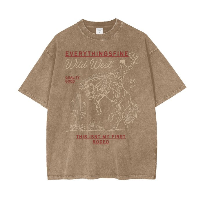 Rodeo! Acid Wash Oversize T-Shirt - Everything's Fine